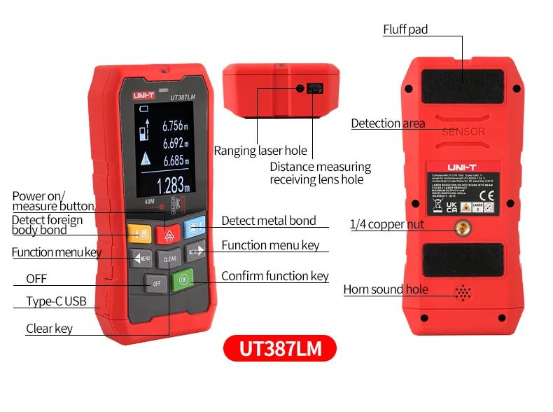 UNI-T Scanner da parete UT387E UT387S UT387LM 4 in 1 Metal Detector Wood Stud Finder Tensione CA Cavi sotto tensione Fili Profondità Tracker