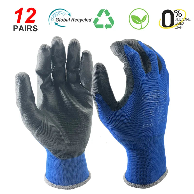 24 Pezzi/12 Paia Guanti protettivi da lavoro professionali per uomo Costruzione Donna Guanti da corsa in nylon da giardino obtati CE EN388.
