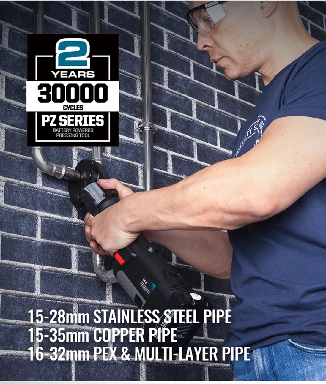 ZUPPER PZ-1930 Compact Battery Press Tool per la crimpatura di tubi multistrato Pex in rame idraulico Include ganasce Separate opzionali