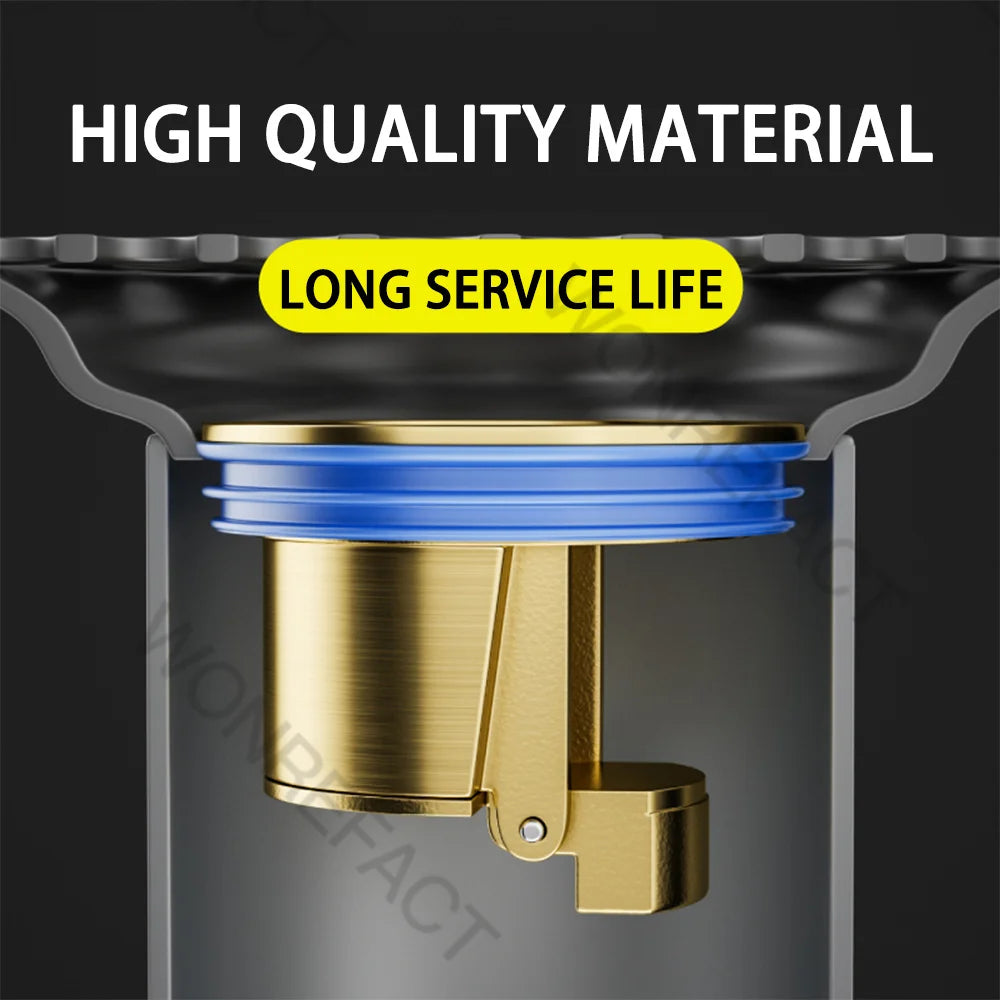 Scarico a pavimento in ottone Cor Anti-odore Anti-insetto Fogna Drenaggio rapido Scarico a pavimento per bagno Nucleo Durevole Installazione rapida Scarico a pavimento