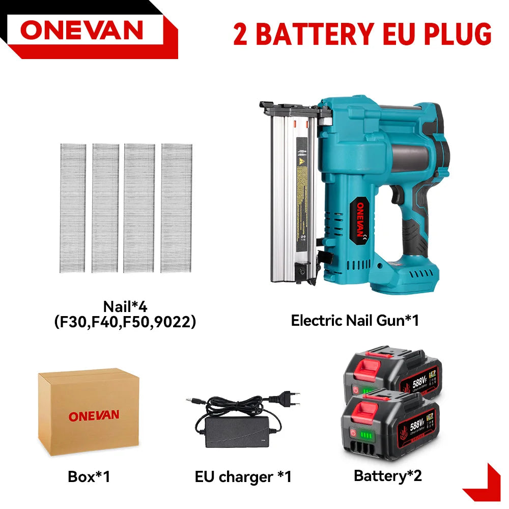 ONEVAN Brushless Elettrico 2 in 1 Chiodatrice/Pistola Cucitrice F15-50 K410-438 Utensili a batteria Con 4 Modalità Chiodo Per Makita 18V Batteria Spille