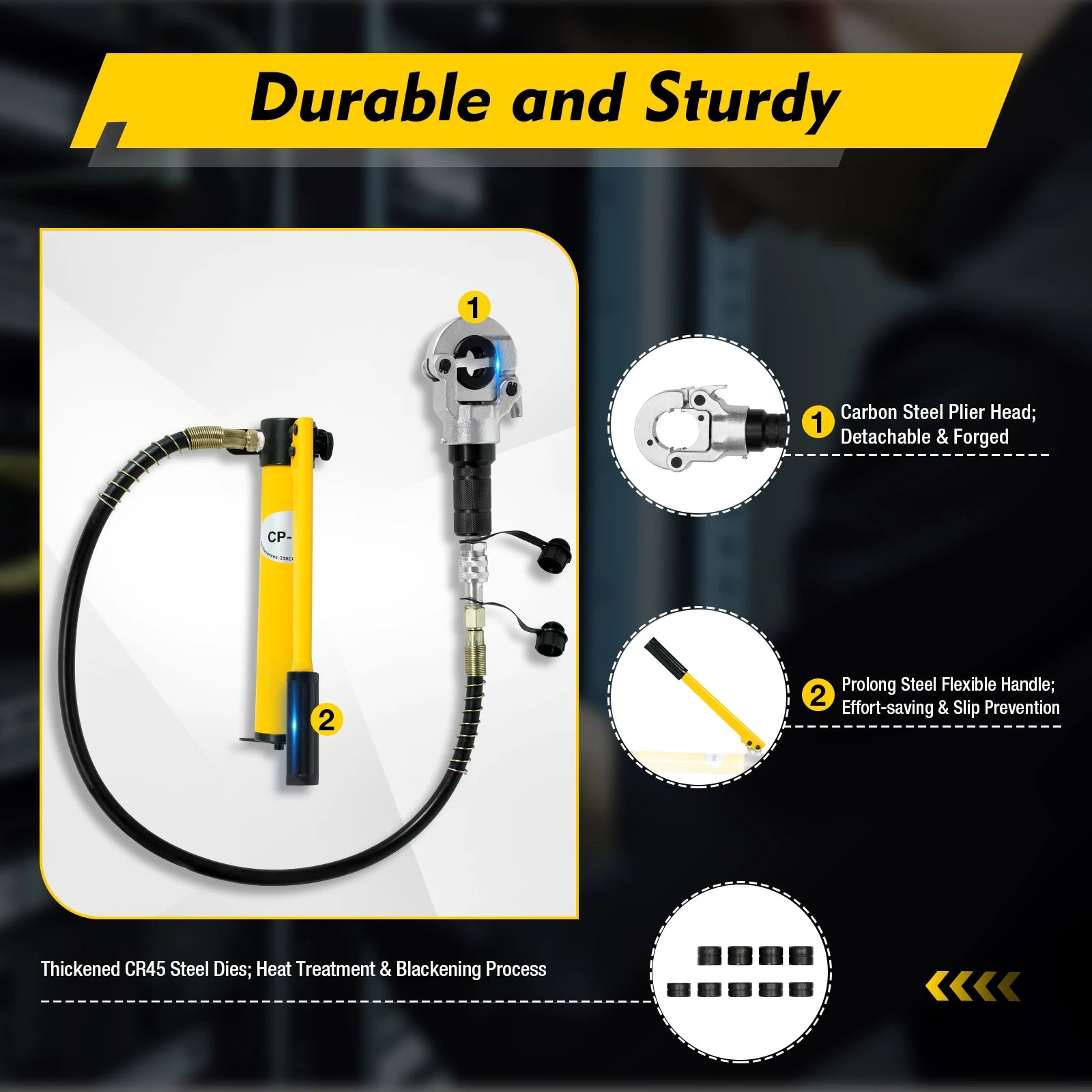 Pinza a crimpare per pompa idraulica 6T con 9 matrici per tubi in acciaio inossidabile Tubo in rame PEX PB Press V12-28mm TH16-32mm Set