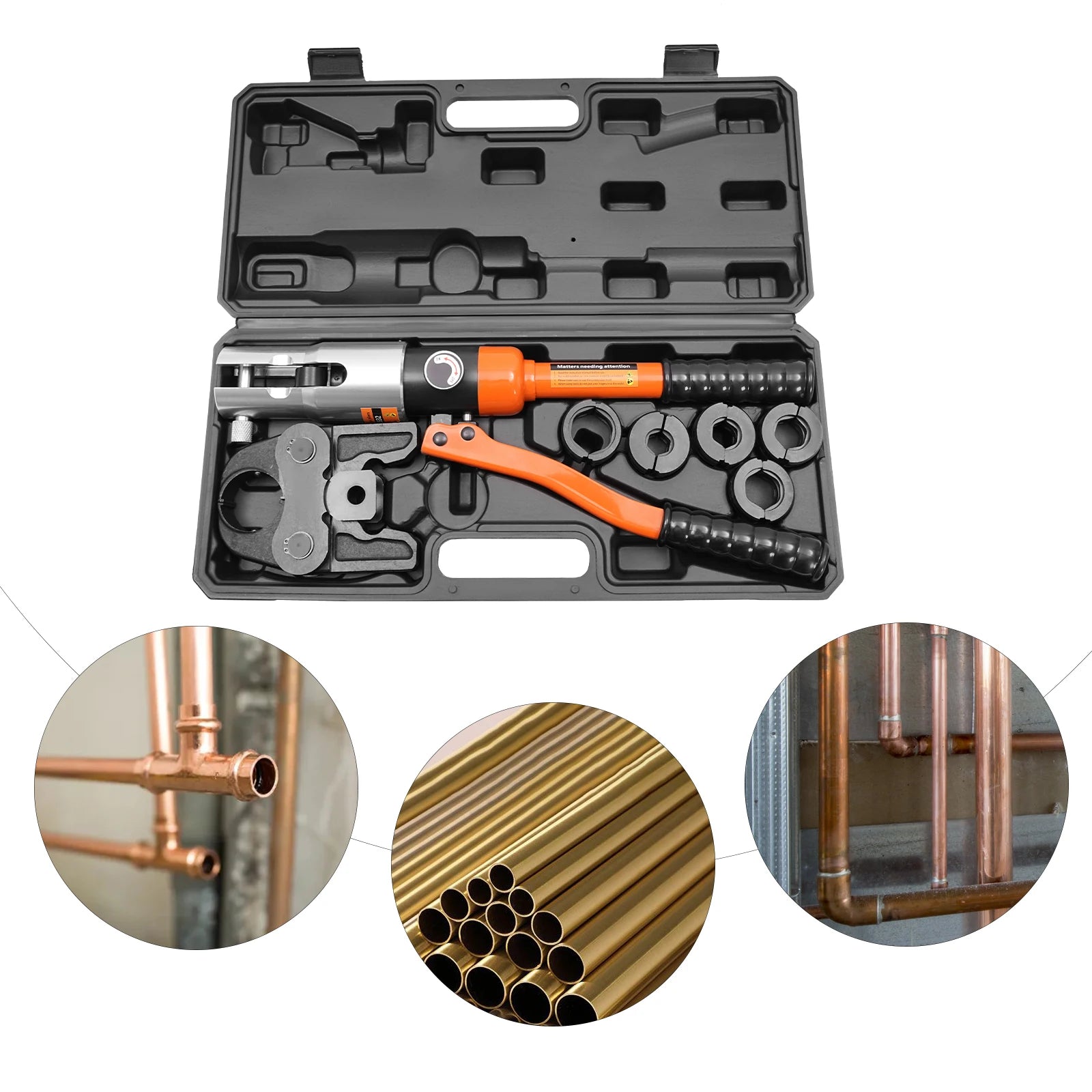 Raccordi per tubi idraulici in rame Pinze per crimpare tubi CW-1632 PEX -V /-M (5 matrici -12, 15, 18, 22, 28) -TH