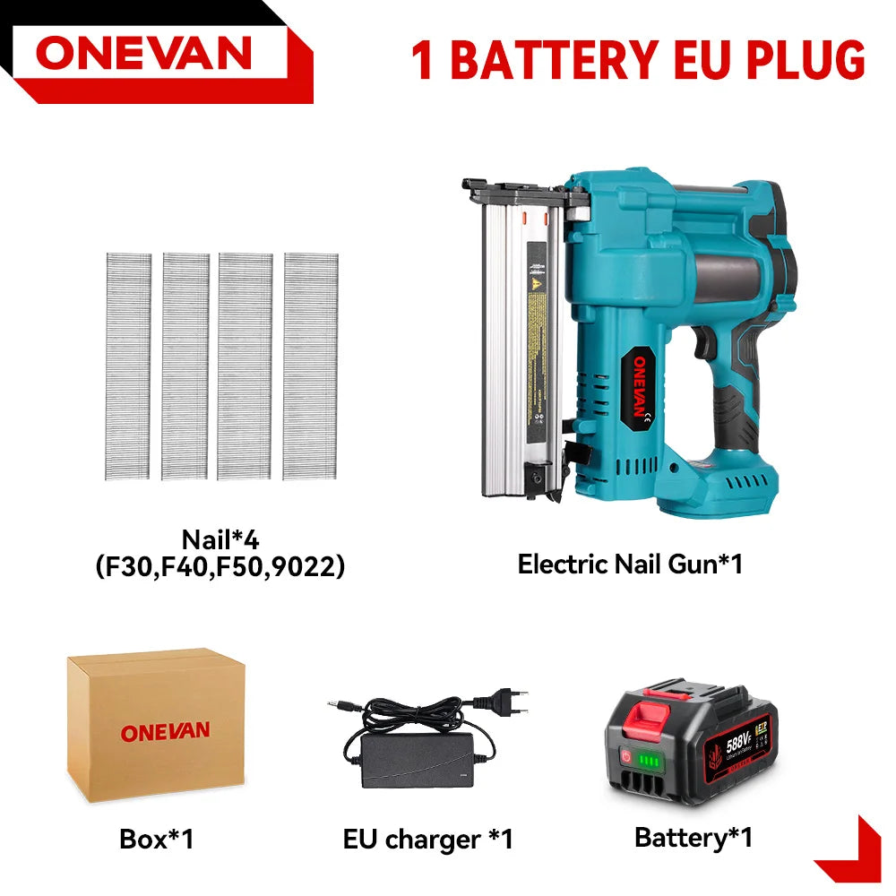 ONEVAN Brushless Elettrico 2 in 1 Chiodatrice/Pistola Cucitrice F15-50 K410-438 Utensili a batteria Con 4 Modalità Chiodo Per Makita 18V Batteria Spille