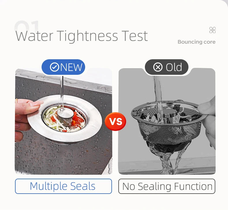 Lavello da cucina filtro di scarico tappo per lavello Pop-Up in acciaio inossidabile tappo per lavello Anti-intasamento cestello per alimenti filtro per odori tappo per lavello