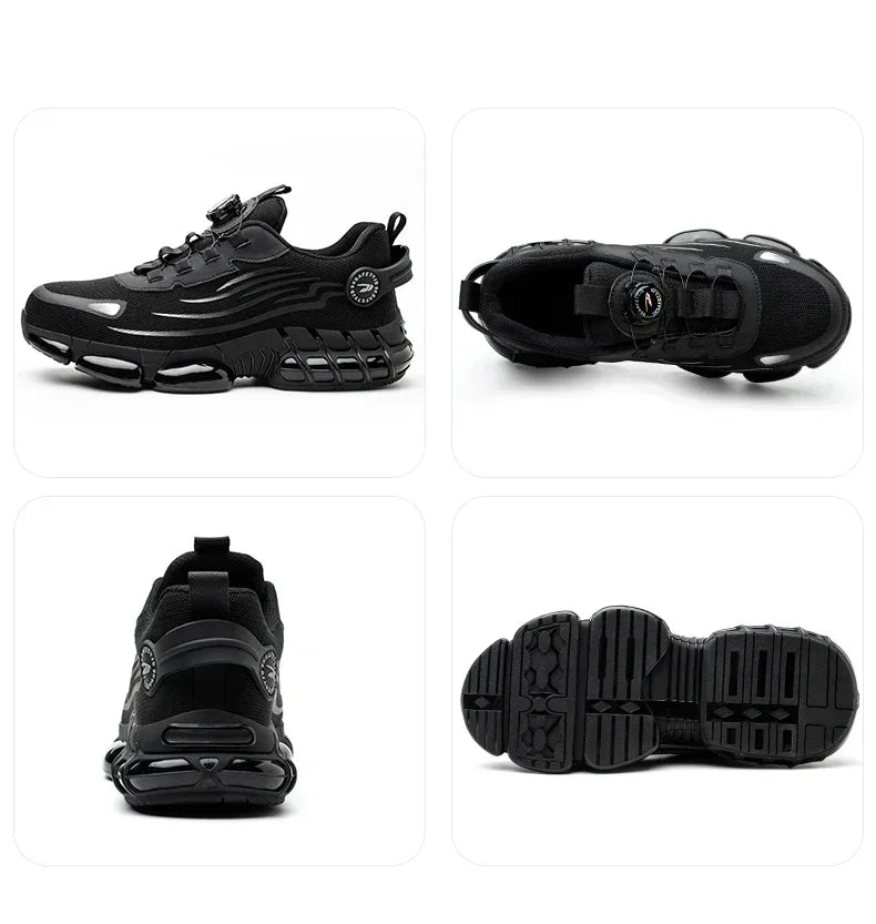Pulsante rotante Nuove scarpe antinfortunistiche da uomo Scarpe da lavoro anti-smash anti-puntura Scarpe sportive da uomo di moda Stivali protettivi di sicurezza da uomo
