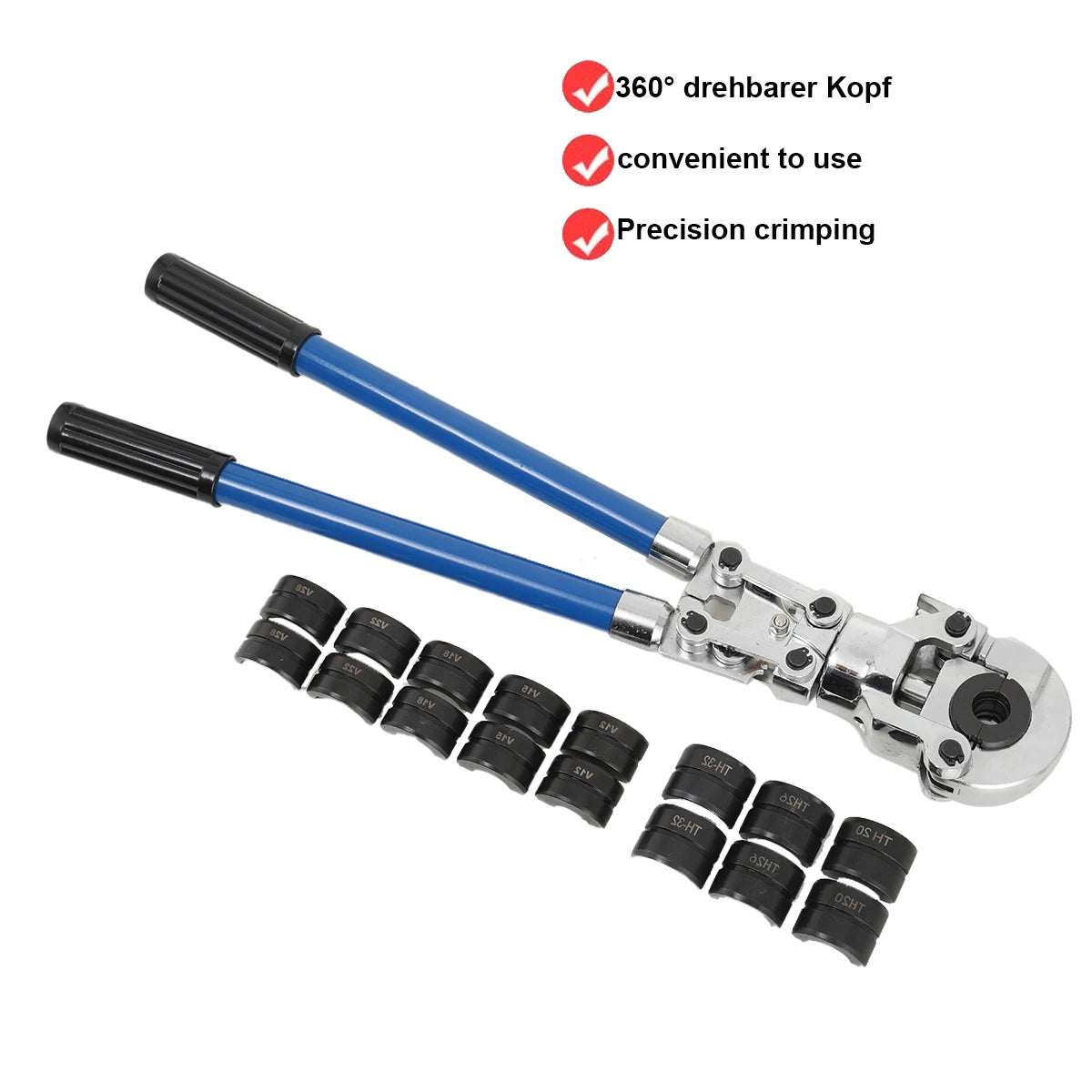 Pinza a crimpare con pressa manuale V12-28mm + pinza per crimpare tubi in rame per tubi compositi TH16-32mm