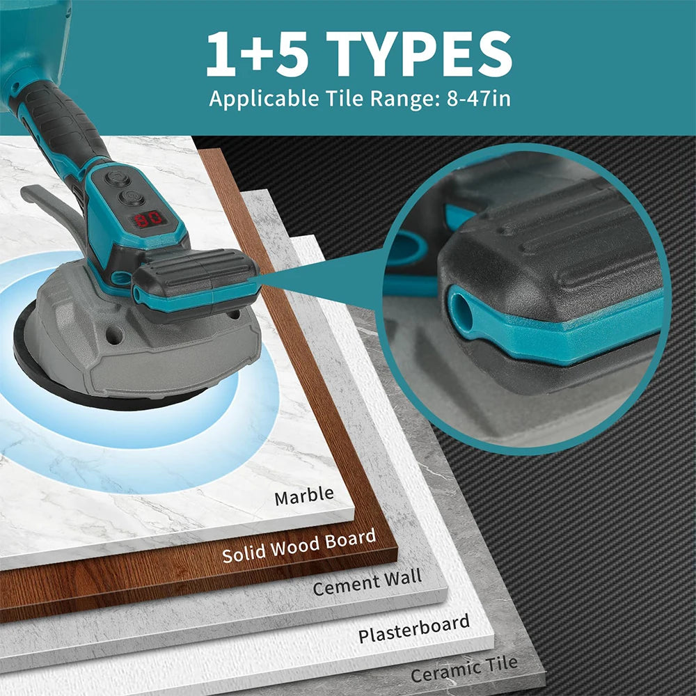Hikity Piastrelle Livellatrice a Vibrazione Macchina per la Posa di Piastrelle a 8 Velocità Strumento Vibrante per Posa di Piastrelle per Pavimenti a Parete per Batteria Makita 18V