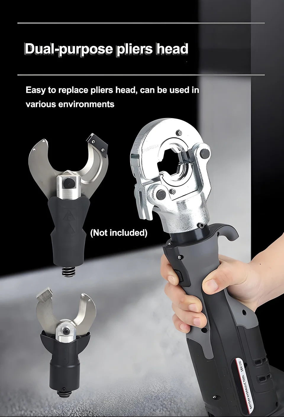 Crimpatrice idraulica elettrica ES-300 con manico dritto per terminali in rame e alluminio da 10-300 mm2 con crimpatura rapida e 360 °   Rotazione