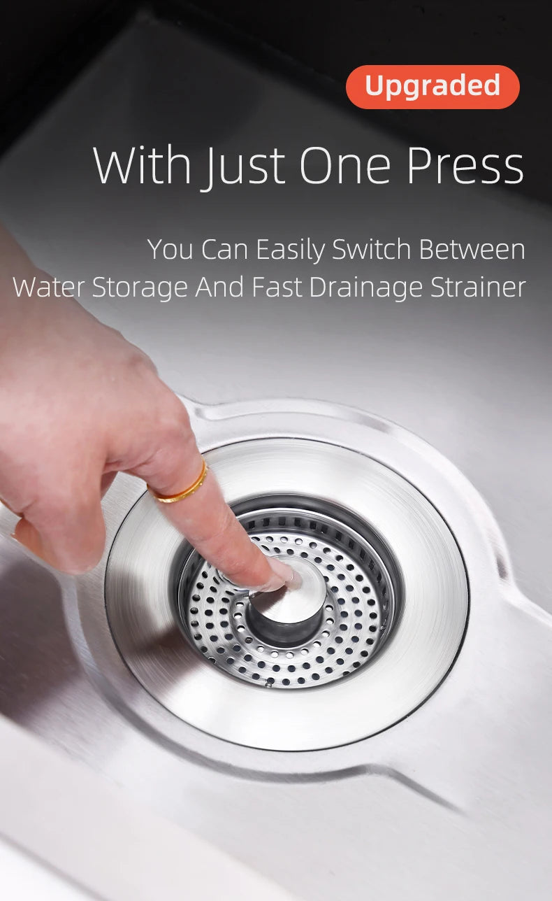 Lavello da cucina filtro di scarico tappo per lavello Pop-Up in acciaio inossidabile tappo per lavello Anti-intasamento cestello per alimenti filtro per odori tappo per lavello