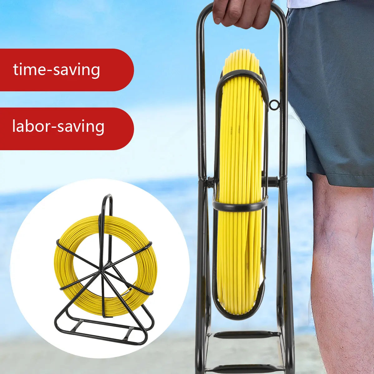 100/130m Elettricista Filo Filettatrice Cavo In Fibra di vetro Asta di marcia Pesce Nastro Rodder Cavo Sbloccatore Leader 6mm