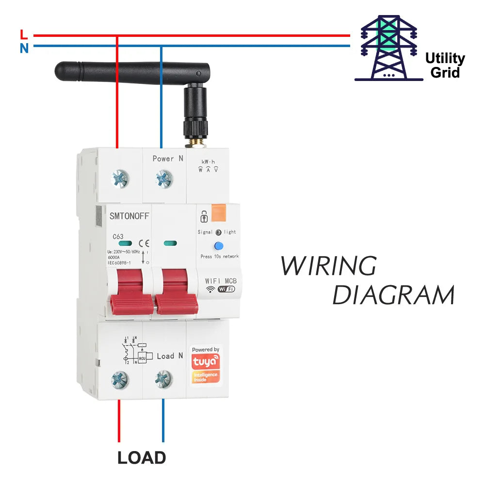 Tuya Smart WiFi 2P 63A MCB RS485 interruttore contatore prepagato interruttore Timer tensione protezione corrente controllo vocale Alexa Google Alice