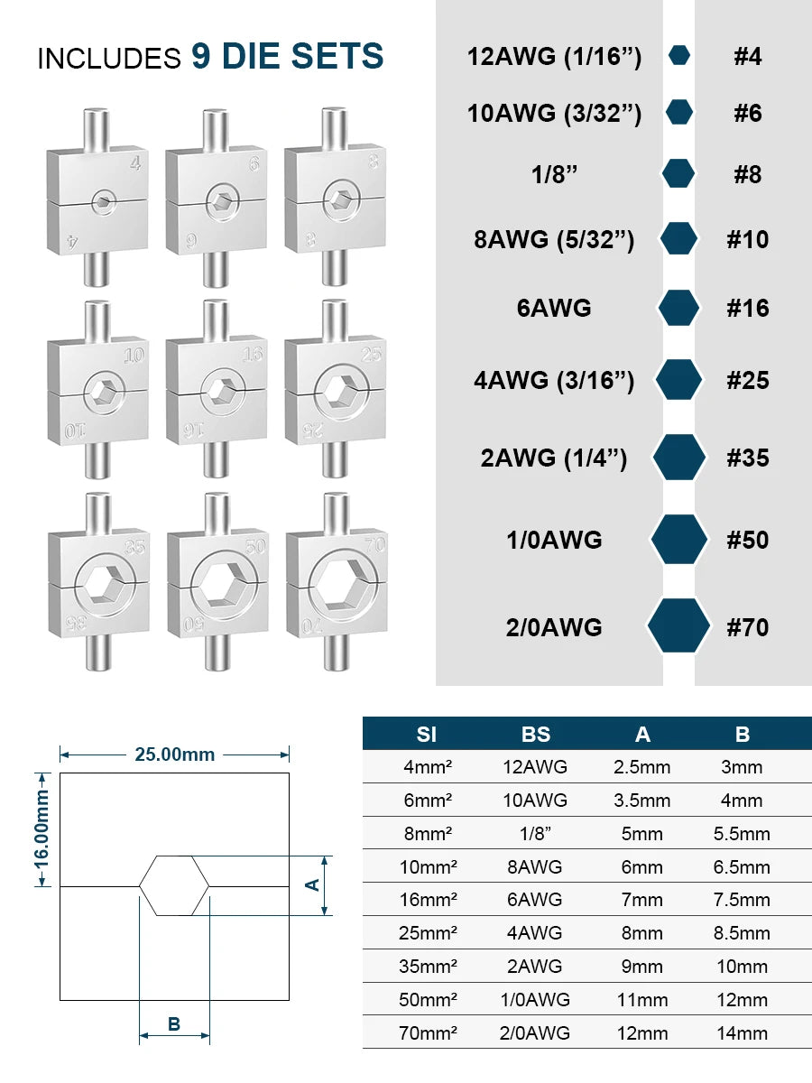 RUS Warehouse Strumento di crimpatura idraulico Pinze per crimpare terminali per cavi fai-da-te Strumenti di compressione idraulica Gamma YQK-70 4-70mm2