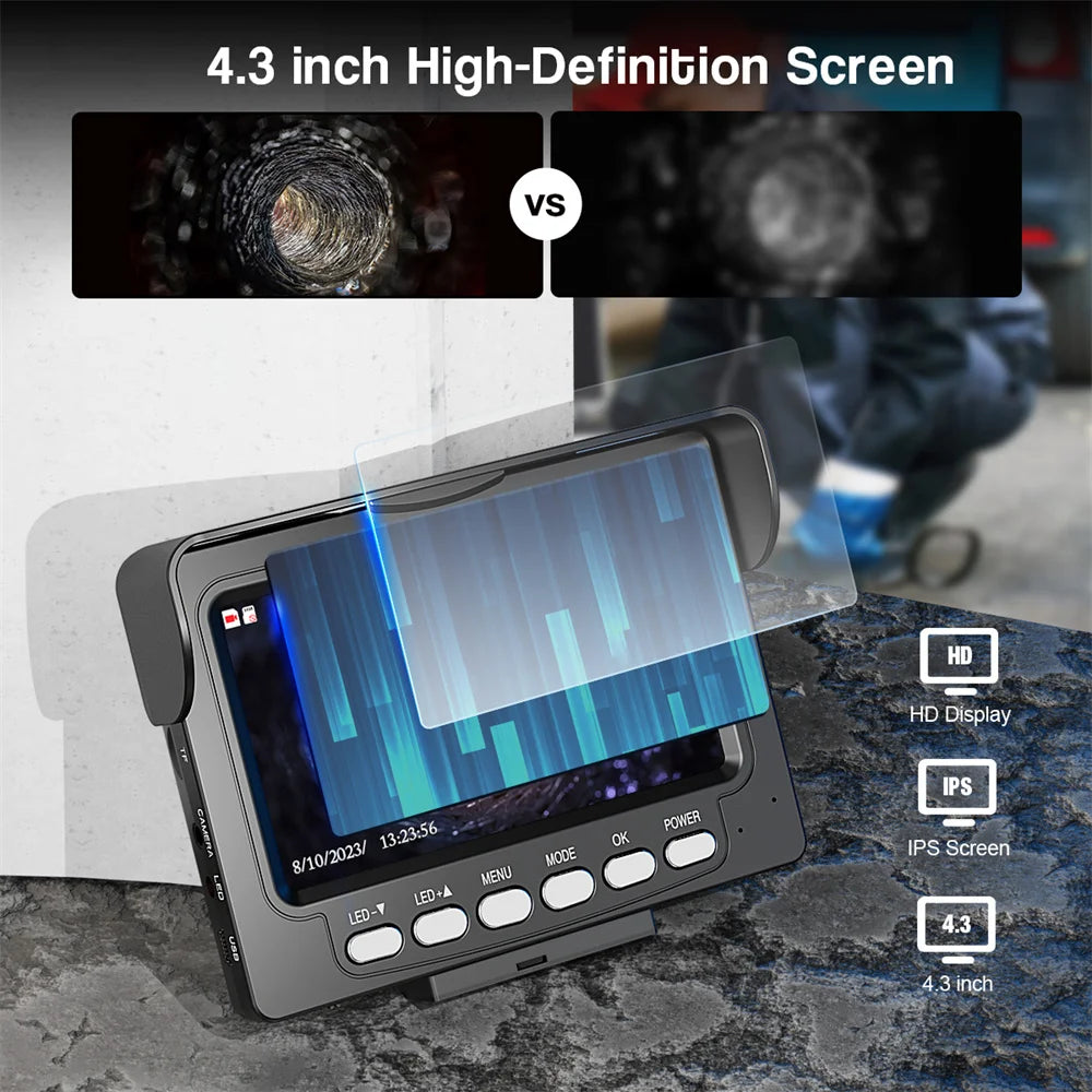 DVR 16GB Card 5600mAh Batteria Telecamera per endoscopio fognario 4.3 "HD Telecamera per condotte di scarico industriale IP68 Telecamera per ispezione tubi fognari