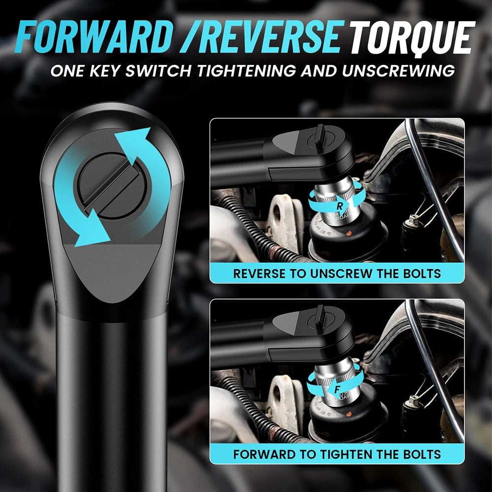 SEESII 6 "Chiave a cricchetto estesa 3/8" Chiave elettrica a batteria 55Nm 12V Chiave angolare ricaricabile Strumenti di riparazione auto con/2 batterie