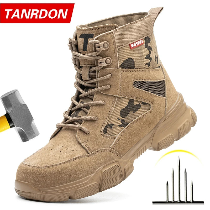 Scarpe da ginnastica Scarpe indistruttibili Scarpe antinfortunistiche da lavoro con puntale in acciaio Scarpe protettive di sicurezza maschili a prova di foratura Stivali tattici