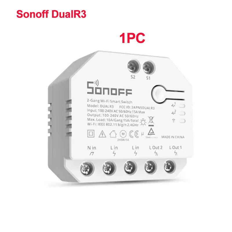 Sonoff Dual R3 Dual Relay Wifi Smart Switch Controllo bidirezionale Misurazione della potenza Tende a rullo Motore Tende elettriche Tende Interruttore