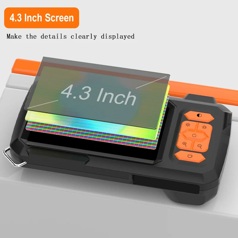 Telecamera per endoscopio Schermo da 4,3 pollici sostituibile Cavo rigido da 1-100 metri HD1080P 8MM Obiettivo per ispezione tubi USB Periscopio LED 2600mAh