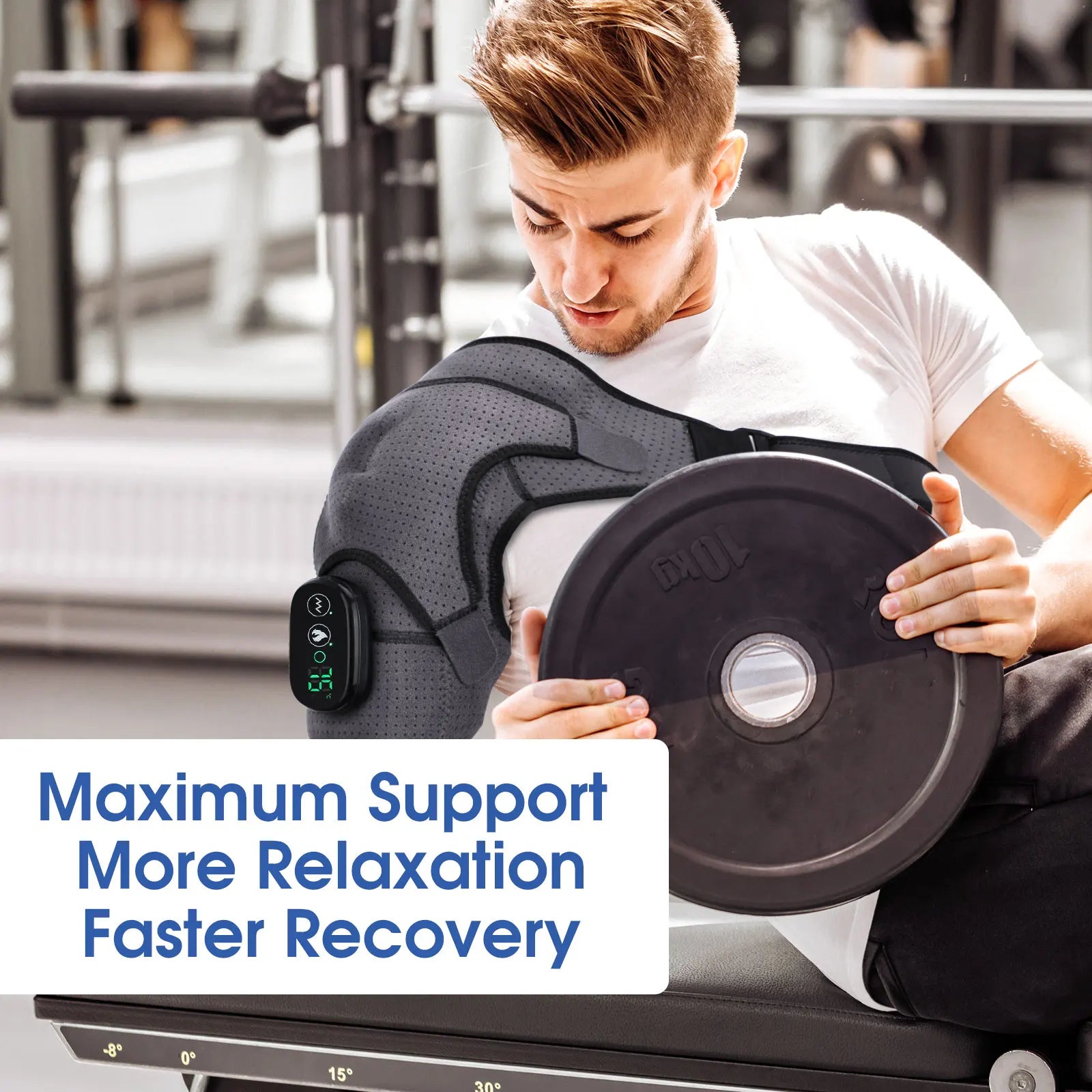 Massaggiatore elettrico per spalle Cintura per massaggio con vibrazione riscaldante Tutore per fisioterapia termica Sollievo dal dolore per artrite al ginocchio Ricaricabile