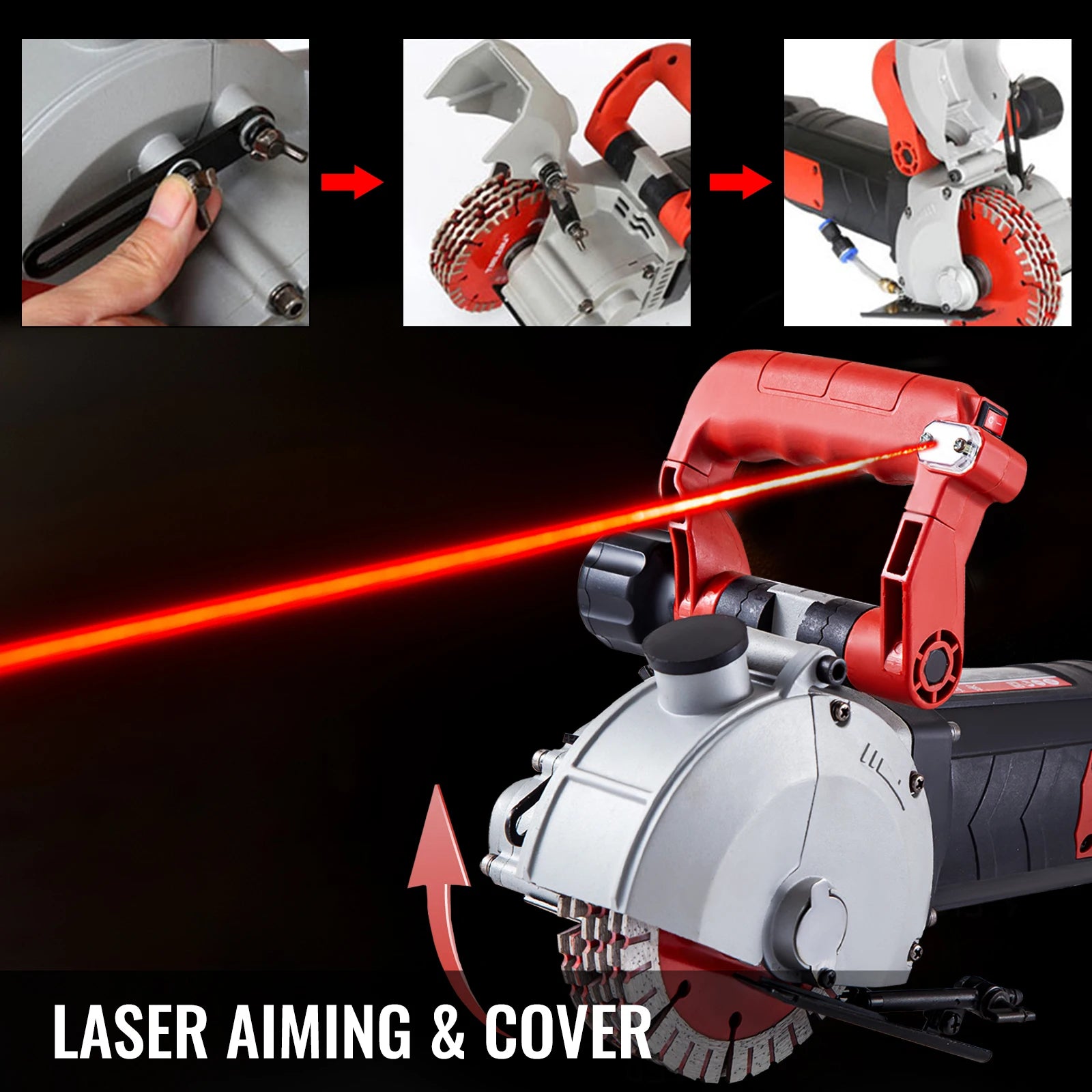 SucceBuy Max 4800W Parete Chaser Taglierina per calcestruzzo Laser elettrico Puntatura Scanalatura Scanalatura 125mm Sega circolare Utensile da taglio