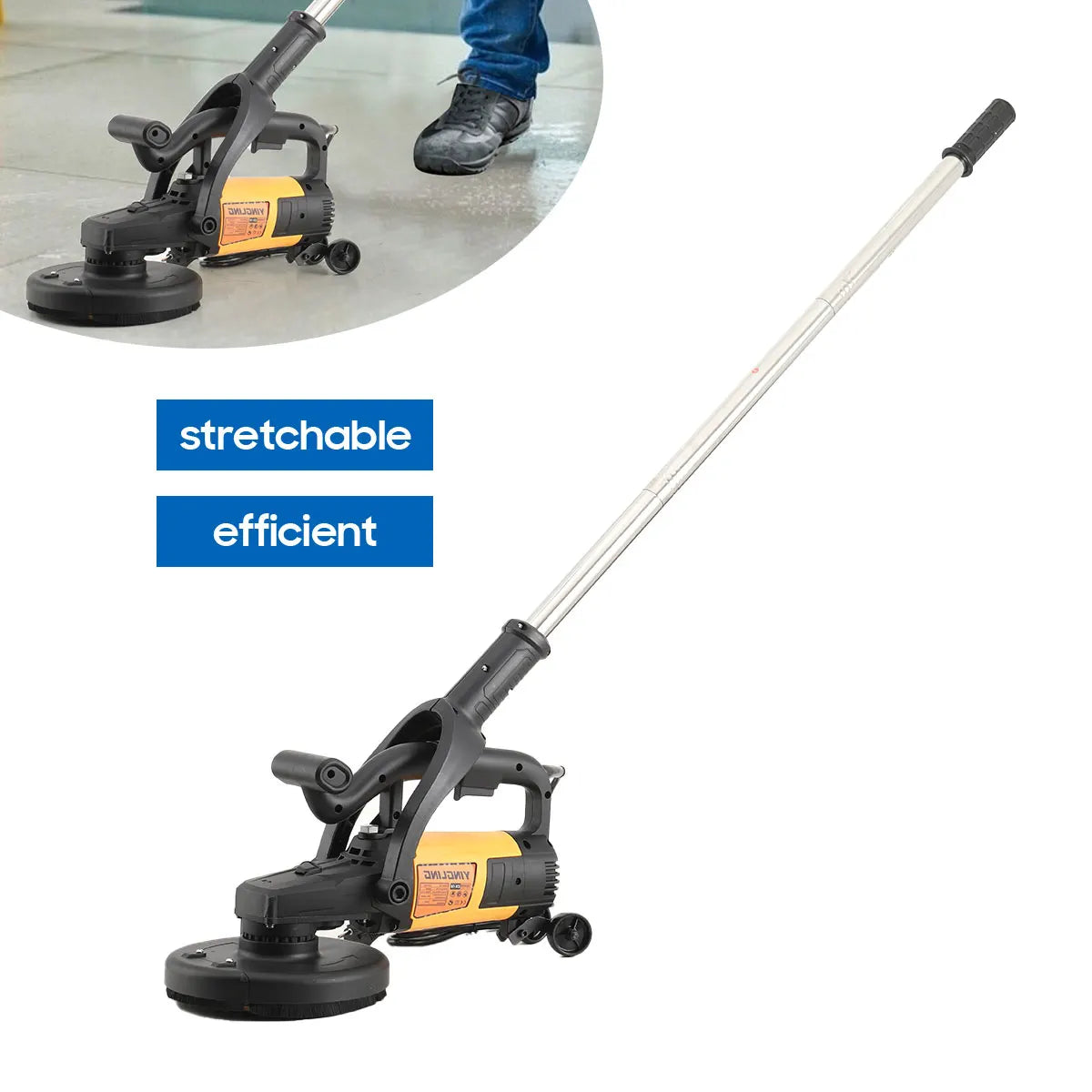 Rettificatrice per pareti 3800W Smerigliatrice grossolana portatile per intonacare le pareti con asta di prolunga per pareti, pavimenti in cemento, strumento per lucidare