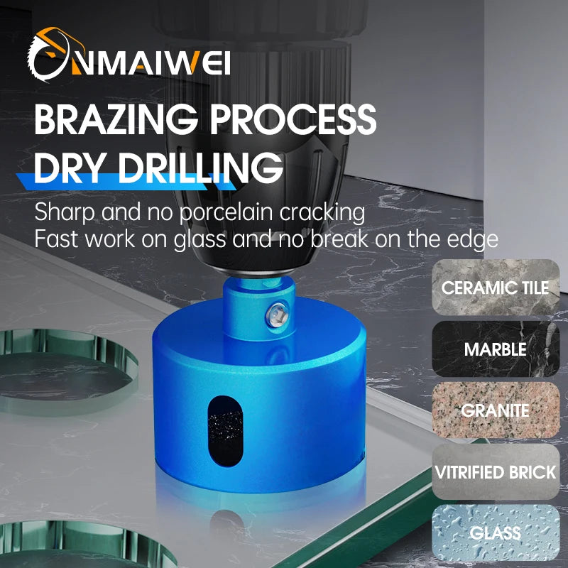 8 punte da trapano rivestite diamantate da 6-45 mm Set sega a tazza per piastrelle in ceramica con trapano di posizione per vetro, marmo, granito, pietra, porcellana