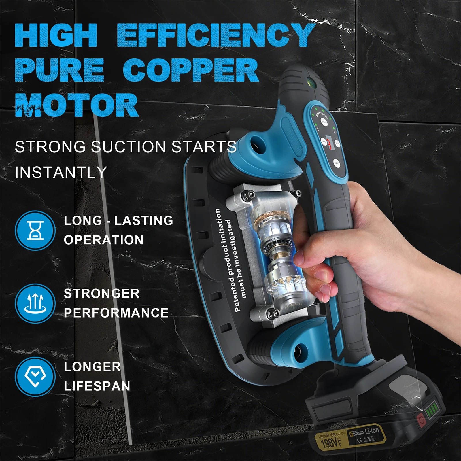 Gisha 500KG Piastrelle Piastrelle Macchina Piastrelle Vibratore Ventosa 9 Gear Pavimento Vibratore Livellamento Strumento di Potere Per makita 18v batteria pin