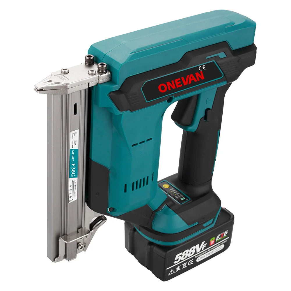ONEVAN F30G 30 MILLIMETRI Brushless Pistola Sparachiodi Elettrica Cordless Cucitrice Chiodatrice Batteria Al Litio Chiodatura Strumento di Potere Per Makita Batteria Spille