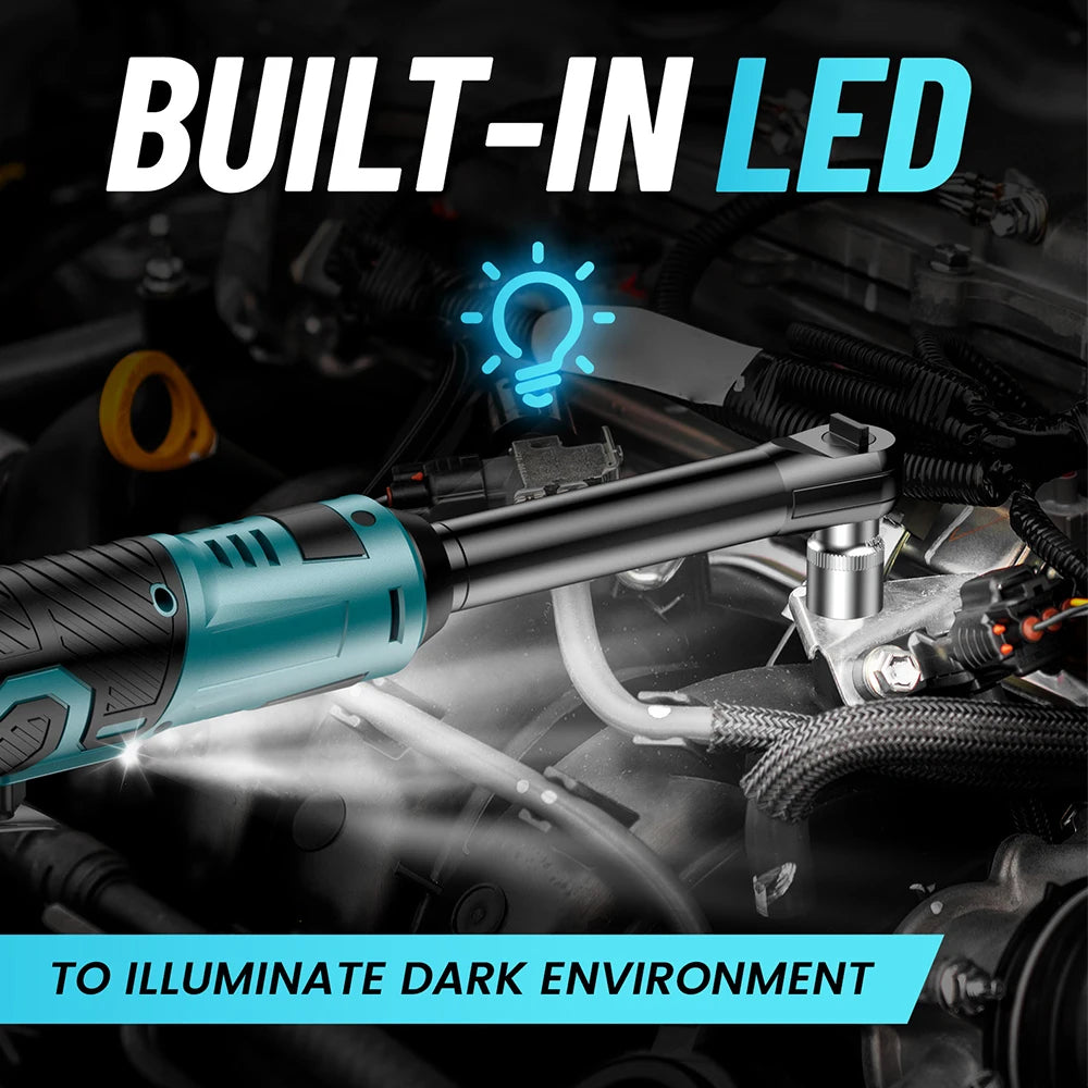 SEESII 6 "Chiave a cricchetto estesa 3/8" Chiave elettrica a batteria 55Nm 12V Chiave angolare ricaricabile Strumenti di riparazione auto con/2 batterie