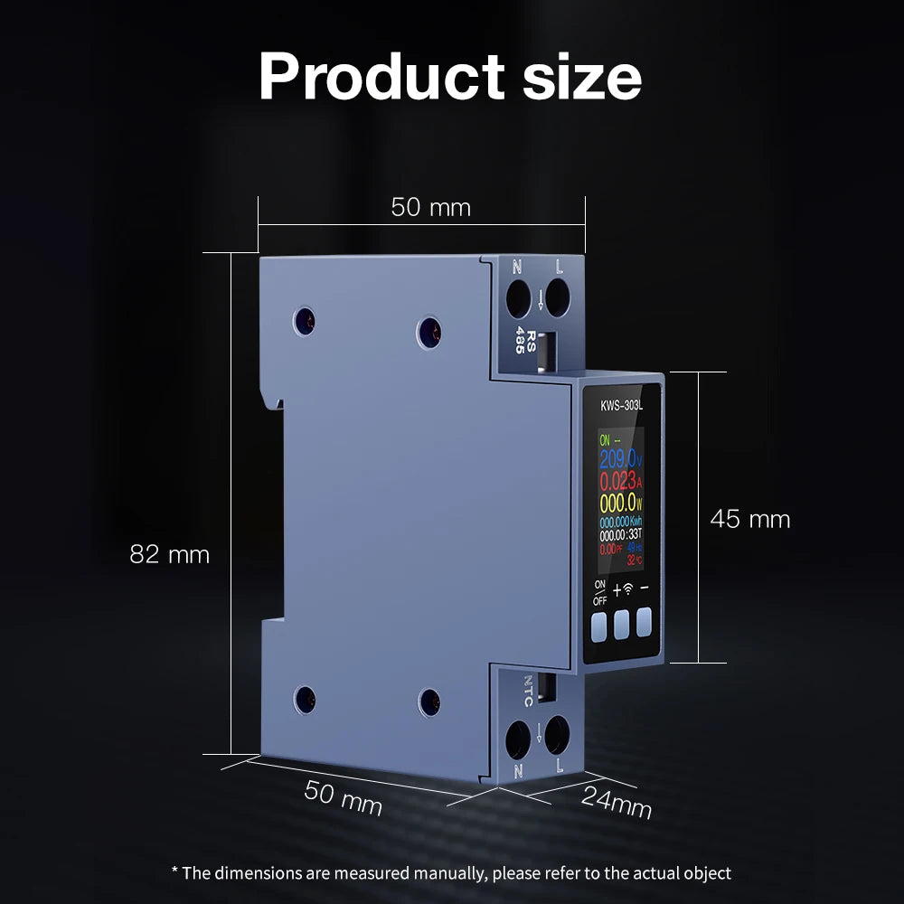 KWS-303 Tuya WiFi Misuratore di potenza APP Controllo 8 in1 Contatore di energia 85-290V/40A Misuratore di tensione e corrente Misuratore di elettricità Vita intelligente