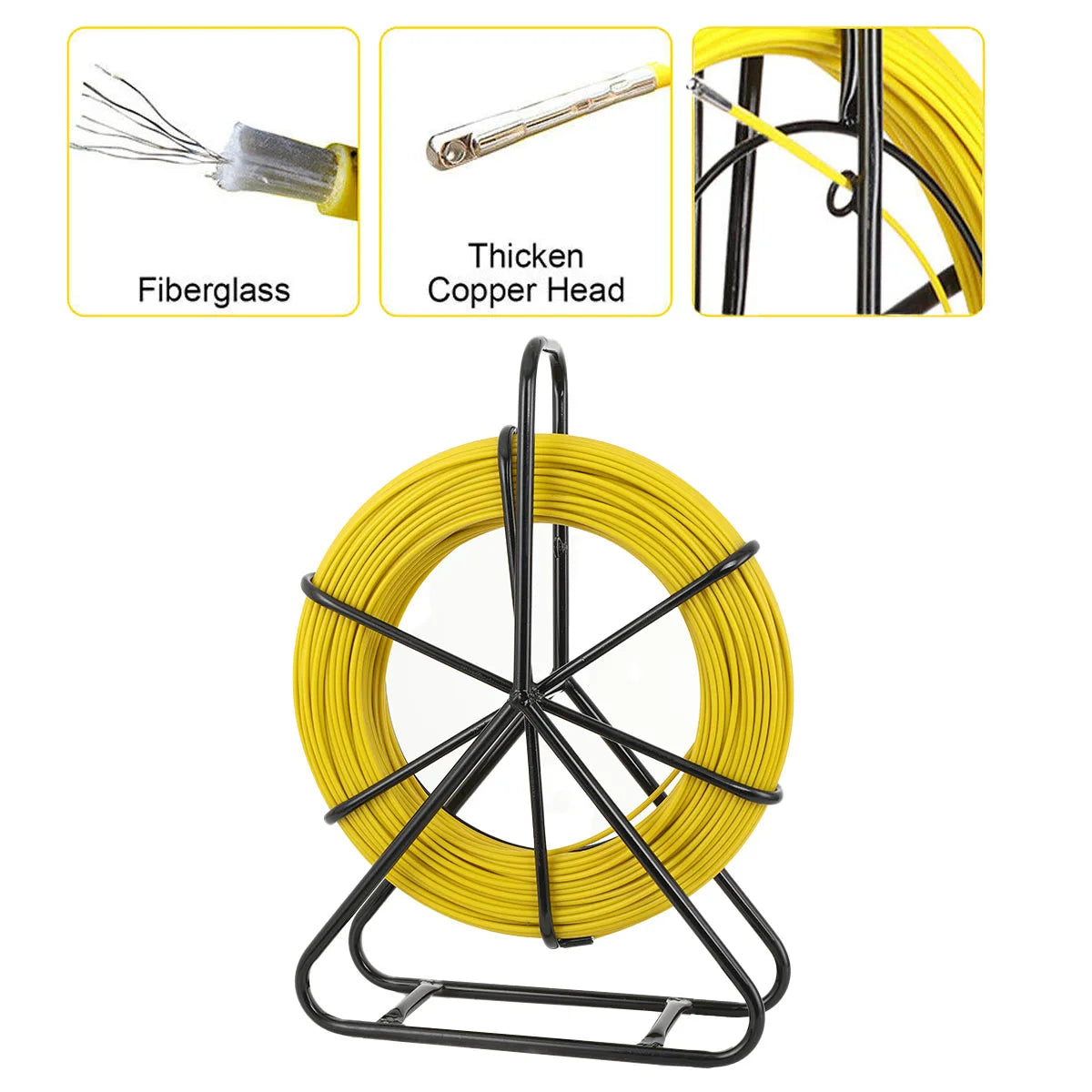 100/130m Elettricista Filo Filettatrice Cavo In Fibra di vetro Asta di marcia Pesce Nastro Rodder Cavo Sbloccatore Leader 6mm