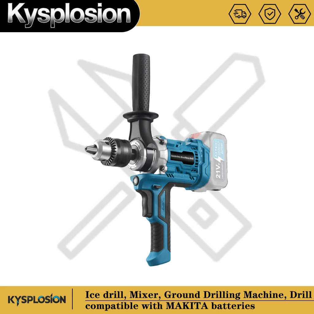 Trapano elettrico senza fili senza spazzole Trapano per legno/acciaio/cemento/ghiaccio per batteria Makita 18V