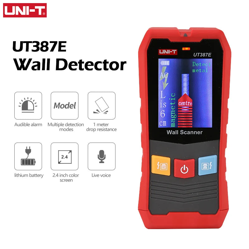 UNI-T Scanner da parete UT387E UT387S UT387LM 4 in 1 Metal Detector Wood Stud Finder Tensione CA Cavi sotto tensione Fili Profondità Tracker
