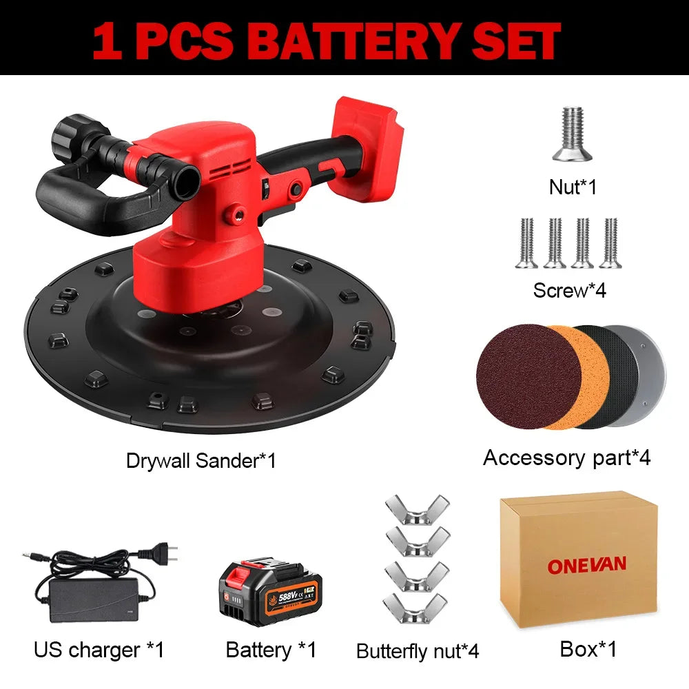 ONEVAN Brushless 380MM Levigatrice per cartongesso Levigatrice da parete Levigatrice da parete a velocità variabile Lucidatrice da muro per utensili elettrici 21V 18V