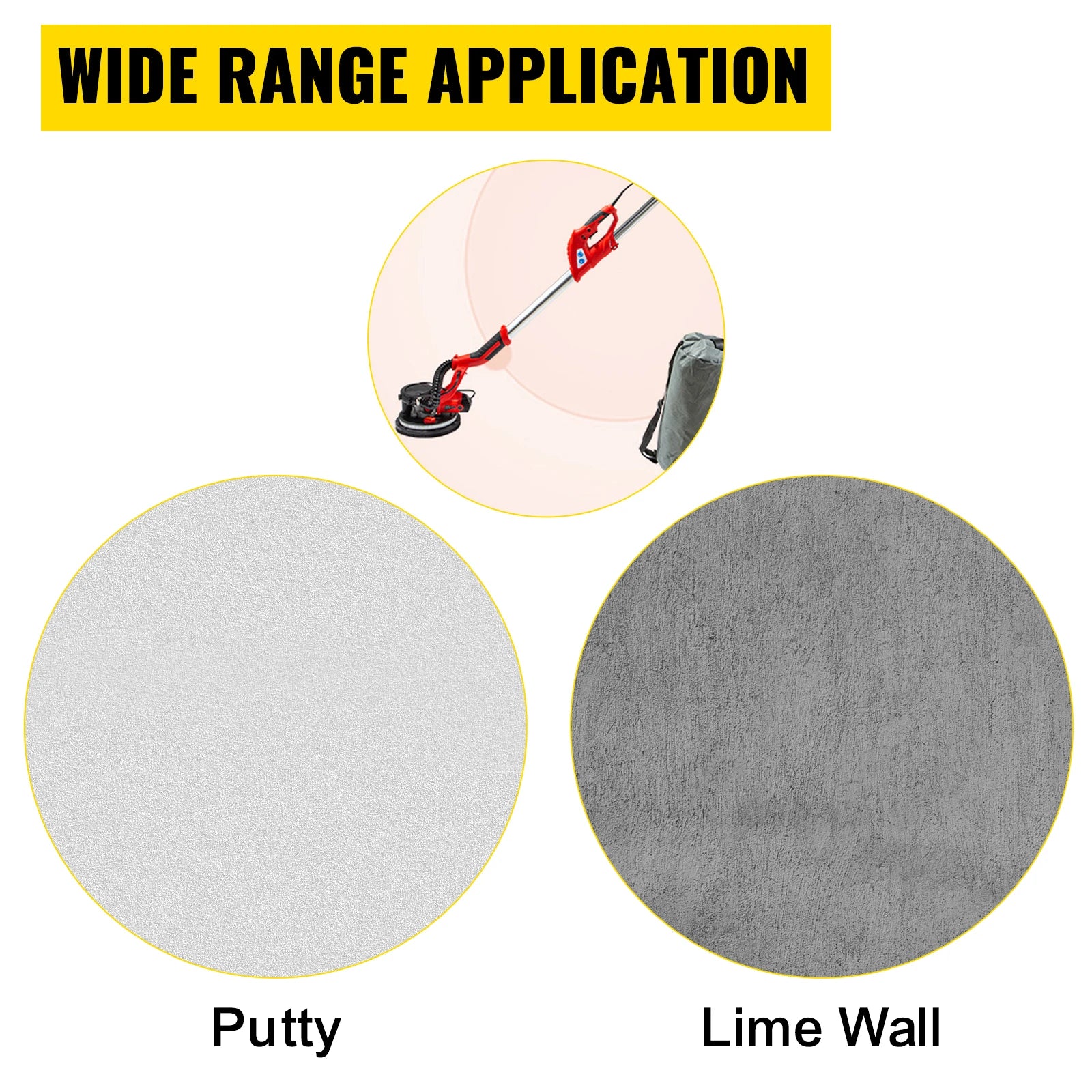 SucceBuy Levigatrice per cartongesso 850W Velocità variabile 800-1750 RPM Levigatrice elettrica per cartongesso Levigatrice pieghevole con manico per telescopio