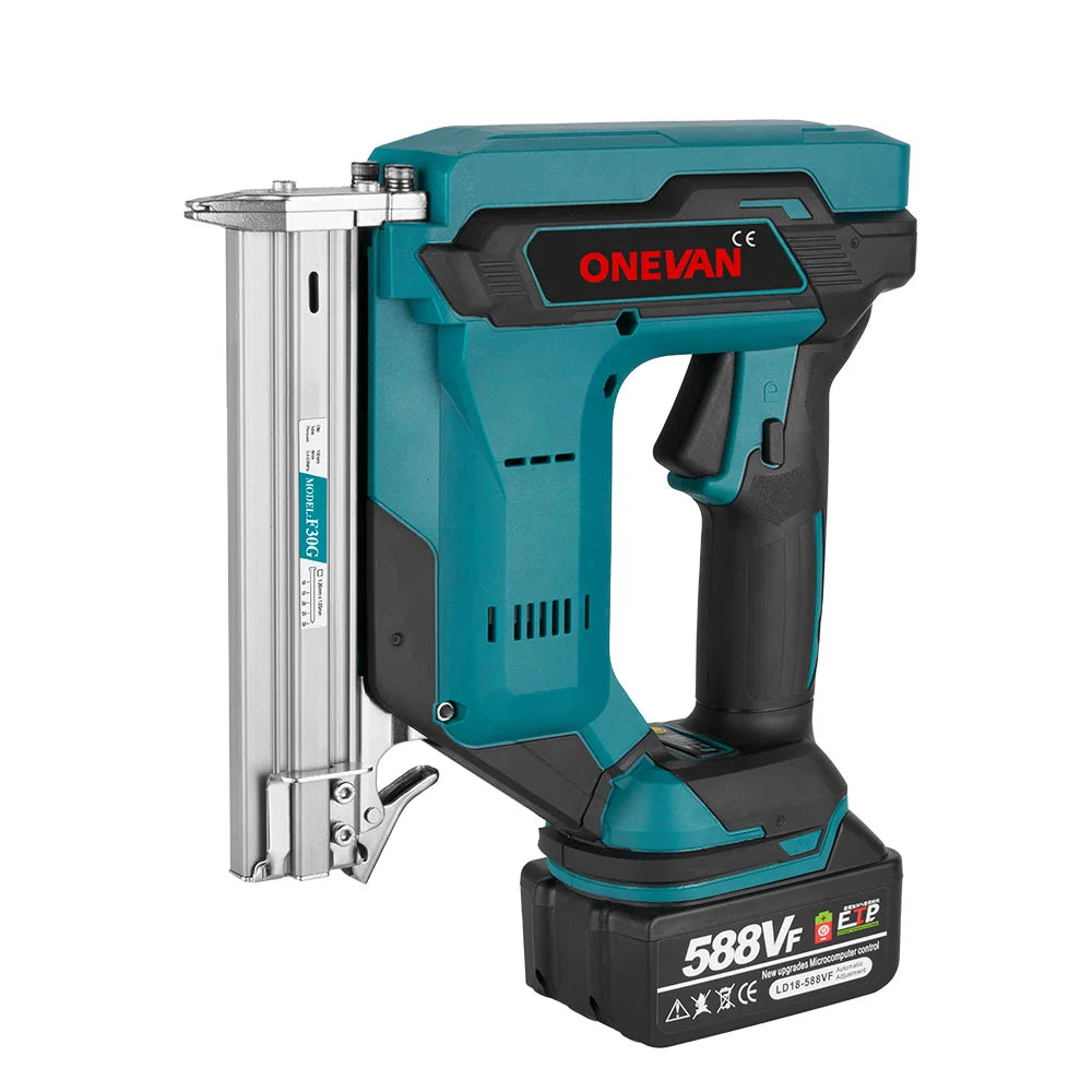 ONEVAN F30G 30 MILLIMETRI Brushless Pistola Sparachiodi Elettrica Cordless Cucitrice Chiodatrice Batteria Al Litio Chiodatura Strumento di Potere Per Makita Batteria Spille