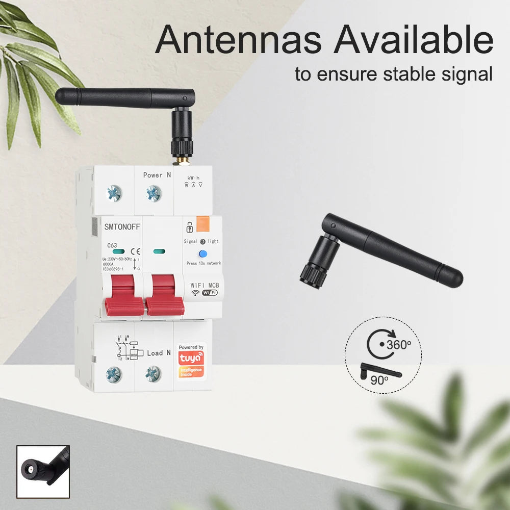 Tuya Smart WiFi 2P 63A MCB RS485 interruttore contatore prepagato interruttore Timer tensione protezione corrente controllo vocale Alexa Google Alice