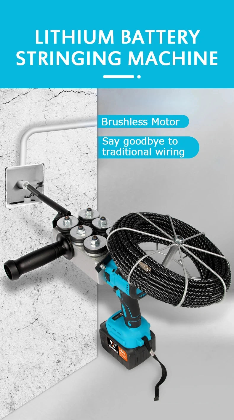 Macchina per incordare elettricista automatica 25M Filo elettrico a scomparsa Pull Wire Guide Tools Filettatrice per Makita