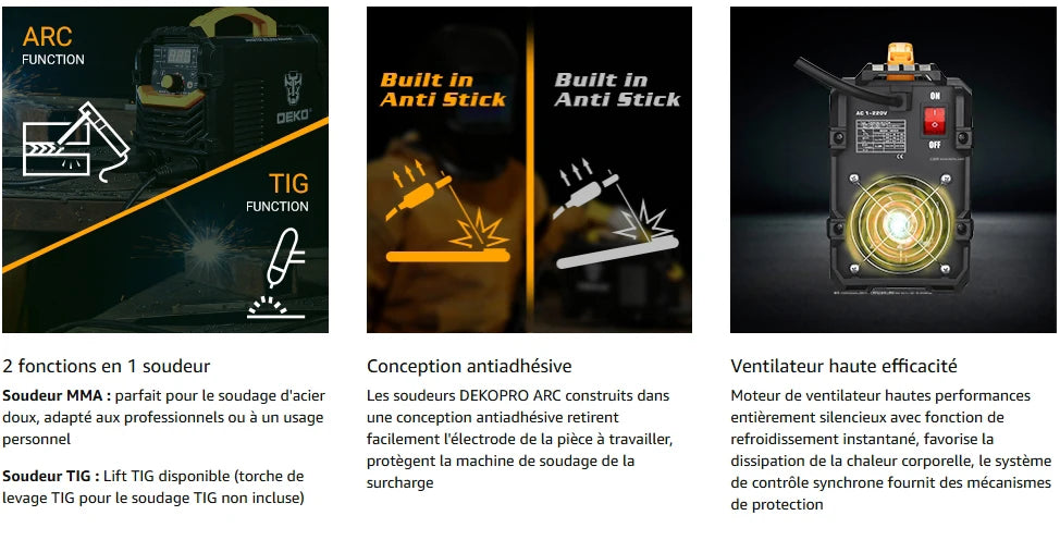 DEKO 220VMMA 160A Display digitale Stazione di saldatura LCD Stazione di saldatura IGBT con portaelettrodo Morsetto da lavoro Potenza di ingresso