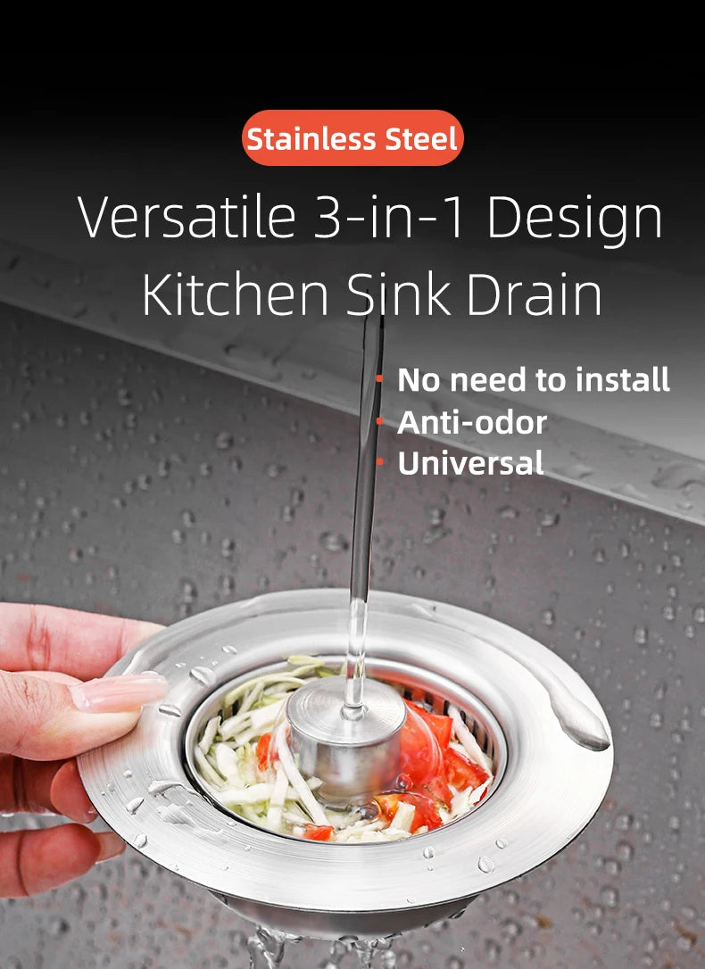 Lavello da cucina filtro di scarico tappo per lavello Pop-Up in acciaio inossidabile tappo per lavello Anti-intasamento cestello per alimenti filtro per odori tappo per lavello