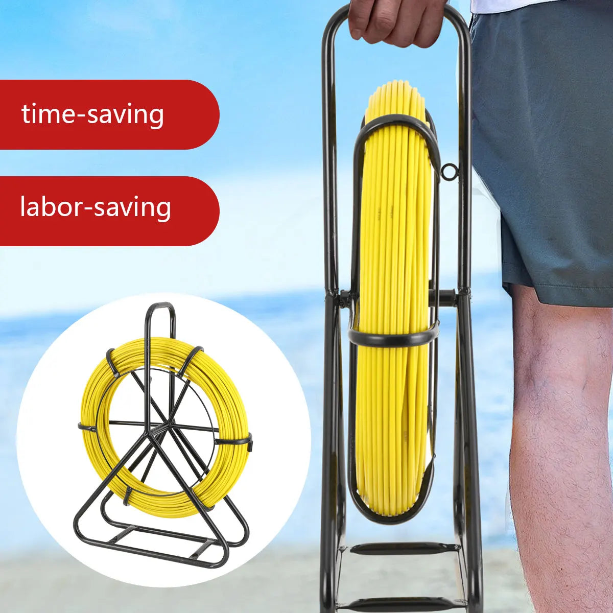 100/130m Elettricista Filo Filettatrice Cavo In Fibra di vetro Asta di marcia Pesce Nastro Rodder Cavo Sbloccatore Leader 6mm