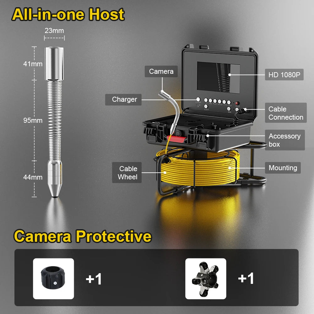 Contatore di distanza Ispezione fognaria Tubo 7" Ultra HD Wireless WiFi/DVR 23MM Videocamera Scarico Endoscopio industriale