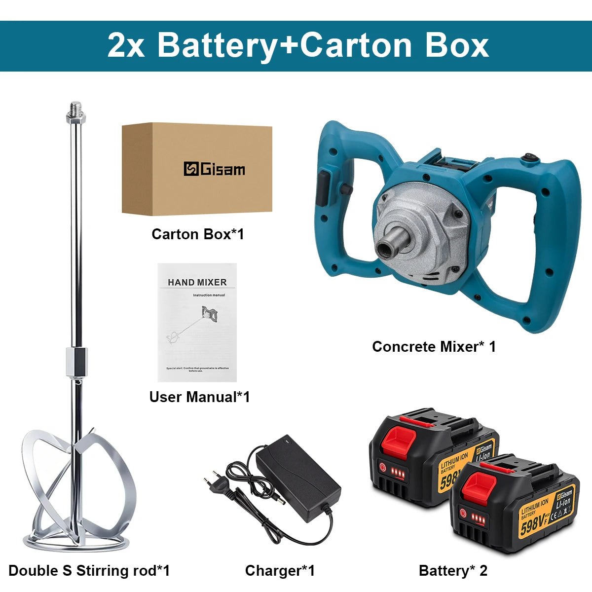 Gami 40V Brushless Elettrico Betoniera Mixer 6 Velocità Cordless Malta di Cemento Gesso Vernice Frullatore Per makita 18v batteria pin