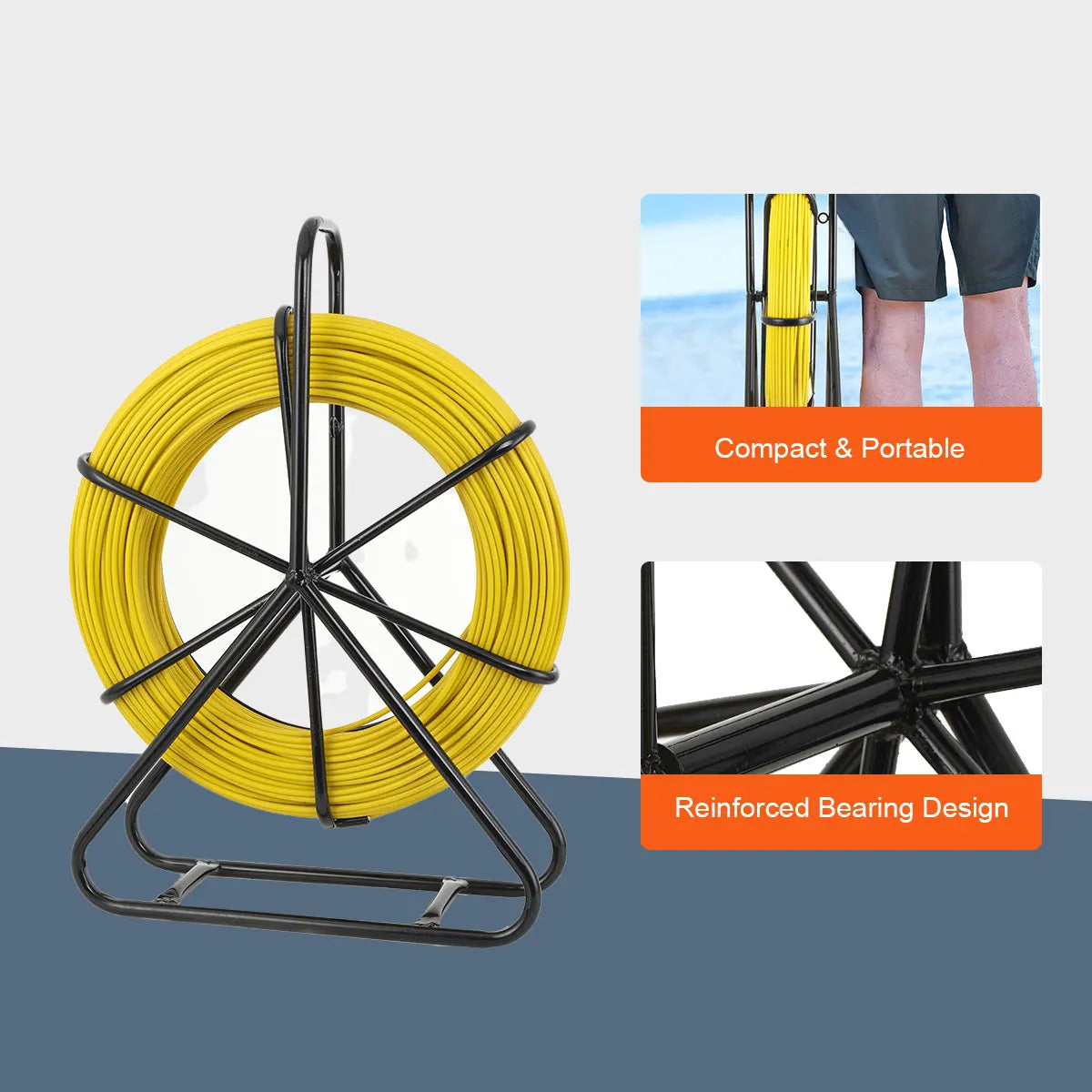 100/130m Elettricista Filo Filettatrice Cavo In Fibra di vetro Asta di marcia Pesce Nastro Rodder Cavo Sbloccatore Leader 6mm