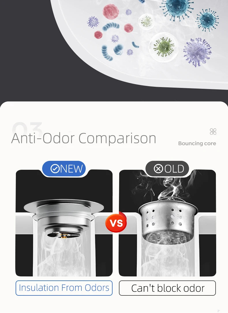 Lavello da cucina filtro di scarico tappo per lavello Pop-Up in acciaio inossidabile tappo per lavello Anti-intasamento cestello per alimenti filtro per odori tappo per lavello