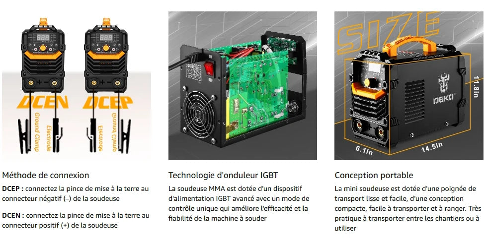 DEKO 220VMMA 160A Display digitale Stazione di saldatura LCD Stazione di saldatura IGBT con portaelettrodo Morsetto da lavoro Potenza di ingresso