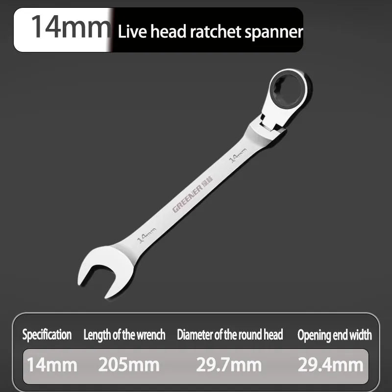 Chiave a cricchetto con testa viva, chiave aperta rapida a doppio scopo, strumento hardware, chiave a risparmio di forza, riparazione domestica, strumento manuale