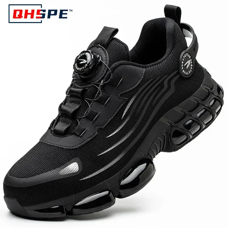 Pulsante rotante Nuove scarpe antinfortunistiche da uomo Scarpe da lavoro anti-smash anti-puntura Scarpe sportive da uomo di moda Stivali protettivi di sicurezza da uomo