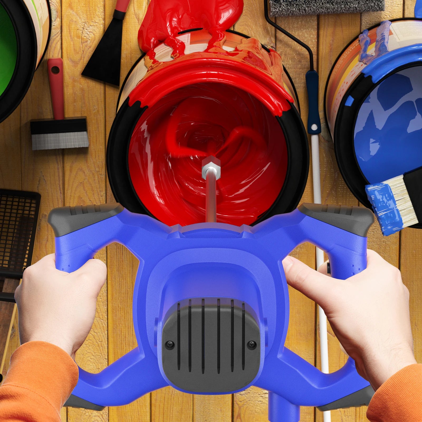 Miscelatore a paletta portatile da 2800 W a 6 velocità, agitatore elettrico per trapano, strumento di agitazione per malta, malta, vernice, cemento, intonacatura del gesso