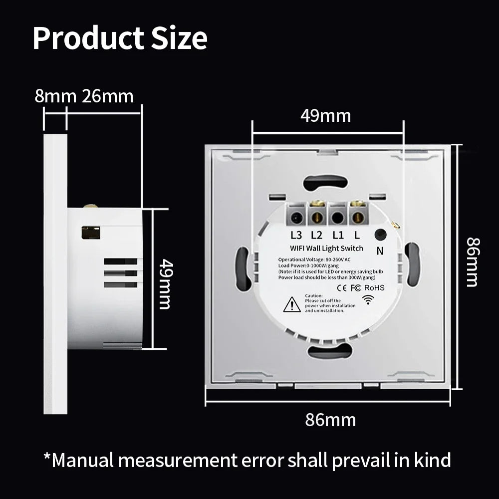 TNCE WIFI + Bluetooth Tuya Smart Switch 1/2/3/4 Gang Smart Life Home Light WiFi Touch Switch funziona con Google home Alexa